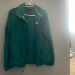 Porcelain Green North face fuzzy jacket